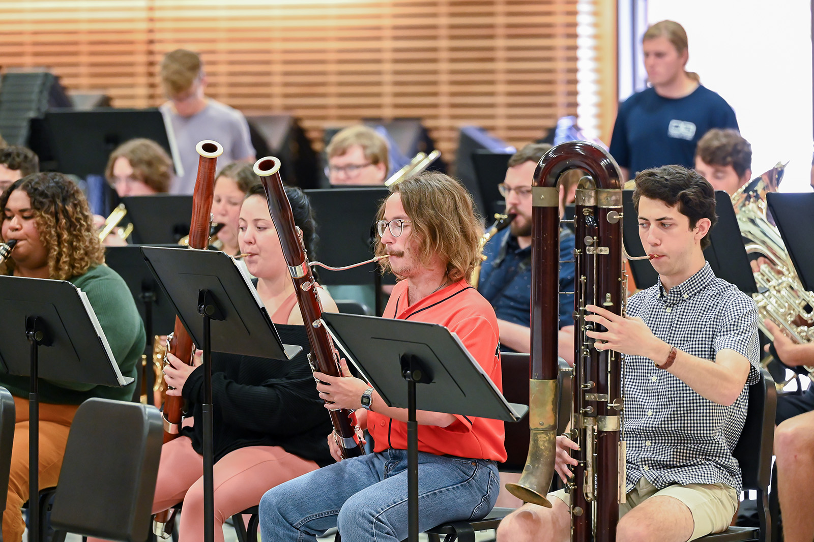 wind players in rehearsal