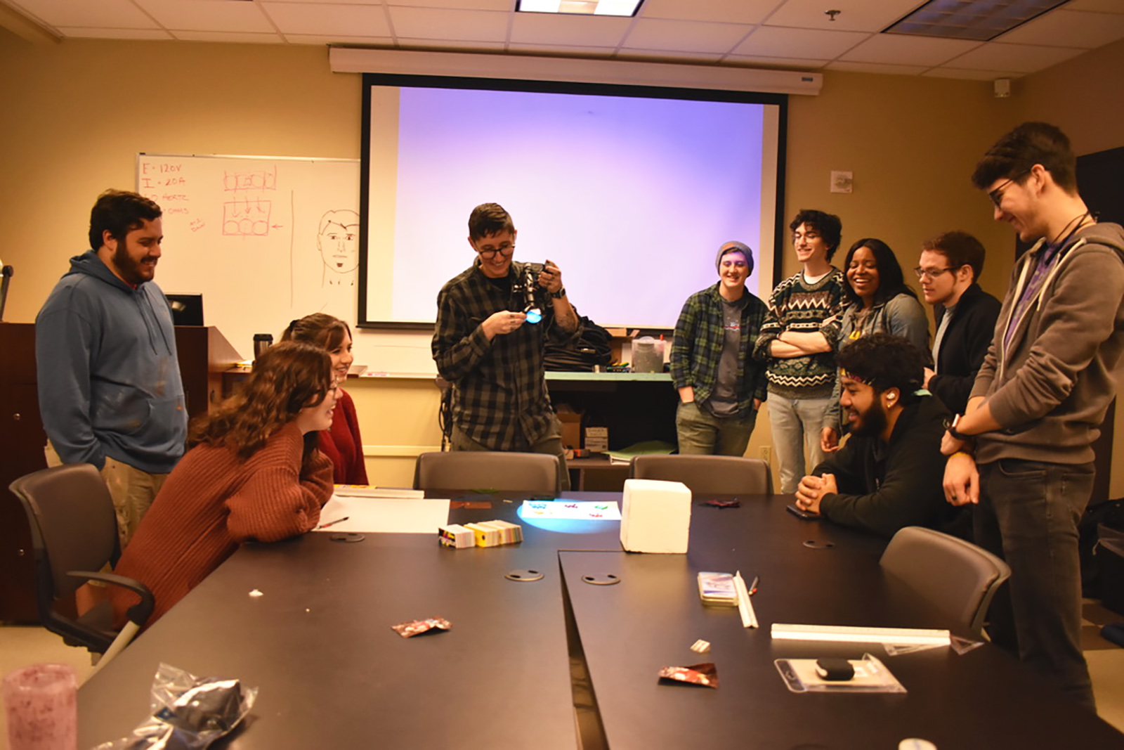 students working in an office