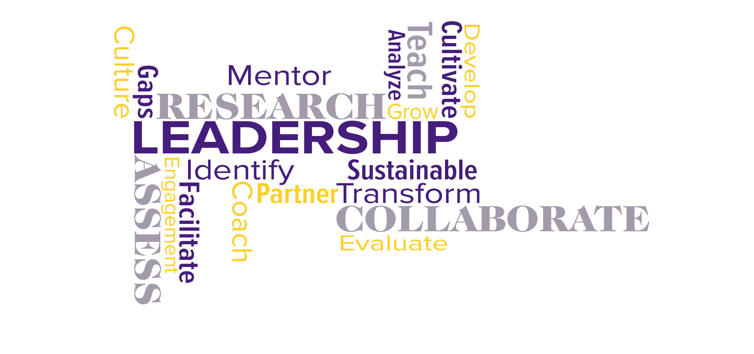 word cloud with leadership terminology